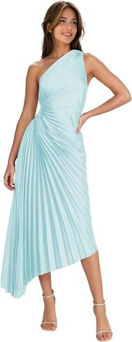 One Shoulder Satin Evening Gown Corset Pleated Formal Part Dress Long for Women DIN002 in Saudi Arabia