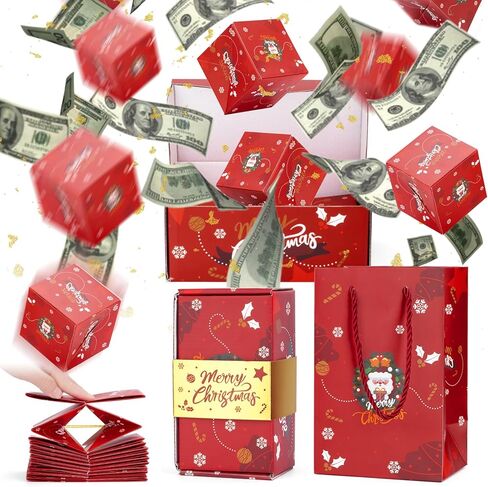 Surprise Gift Box Explosion for Money, Money Box for Cash Gift, Folding Pop-Up Explosion Gift Box, Money Gift Box for Christmas Birthday Anniversary Valentine (12 Bounces, Green) in Saudi Arabia