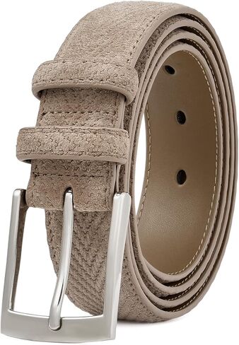 GAEKEAO Men's Suede Leather Belt - 35mm Classic Buckle for Business, Casual & Jeans, Belt for Men 1.3" Width, with Gift Box in Kuwait