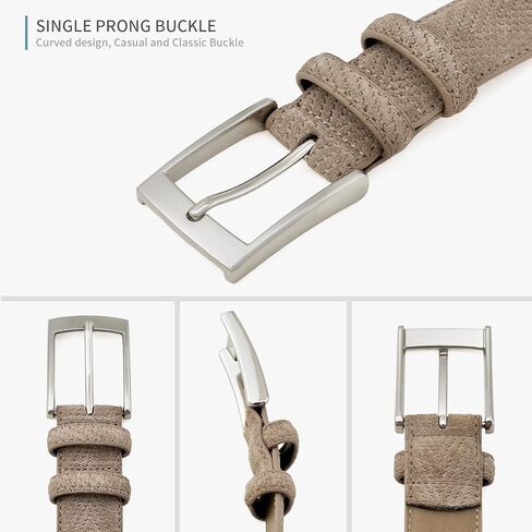 GAEKEAO Men's Suede Leather Belt - 35mm Classic Buckle for Business, Casual & Jeans, Belt for Men 1.3" Width, with Gift Box in Kuwait