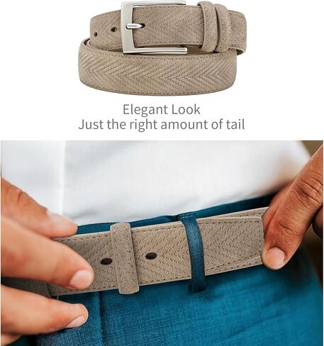 GAEKEAO Men's Suede Leather Belt - 35mm Classic Buckle for Business, Casual & Jeans, Belt for Men 1.3" Width, with Gift Box in Kuwait