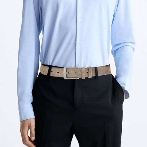 GAEKEAO Men's Suede Leather Belt - 35mm Classic Buckle for Business, Casual & Jeans, Belt for Men 1.3" Width, with Gift Box in Kuwait