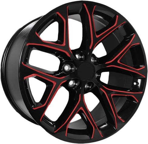 Replica 177MR Snowflake 20x9 6x5.5" +24mm Black/Red Wheel Rim 20" Inch in Saudi Arabia