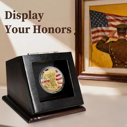 حافظة عرض العملات المعدنية من تشالينج، خزانة خشبية واحدة لحمل العملات المعدنية مع باب أكريليك عالي الدقة، حامل حامل لجمع العملات المعدنية، هدية لهواة الجمع in Kuwait