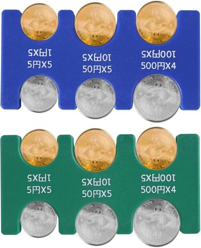 2pcs Japanese Yen Coin Holders, Plastic JPY Coin Collector Dispenser with 6 Slots Rectangular Car Change Organizer Collection Purse for Travel (Orange, Purple) in Saudi Arabia
