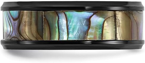 Titanium Black IP-plated Mother of Pearl Inlay 8 mm Band Size 8 to 13 in Saudi Arabia