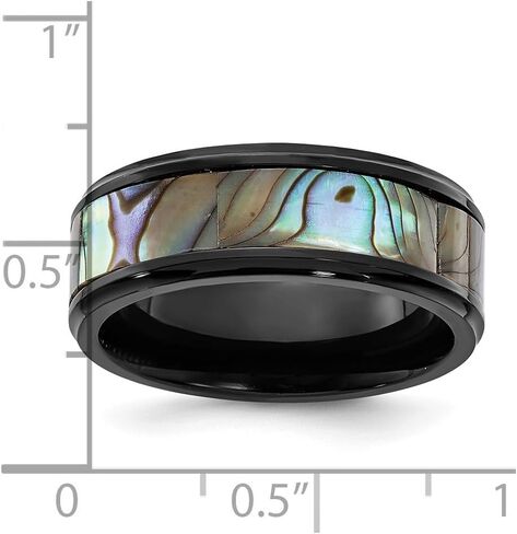 Titanium Black IP-plated Mother of Pearl Inlay 8 mm Band Size 8 to 13 in Saudi Arabia