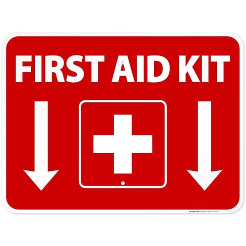 علامة مجموعة الإسعافات الأولية Sigo Signs، (عبوة من قطعتين) ملصق، مقاس 10 × 7 بوصات، ملصقات لاصقة متينة ذاتية اللصق من الفينيل مقاس 4 مل، تدوم طويلاً، مقاومة للطقس ومحمية من الأشعة فوق البنفسجية، صُنعت في الولايات المتحدة الأمريكية بواسطة علامات Sigo in Kuwait