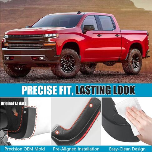 حذف اللوحات الطينية لملحقات 2019-2026 Chevy Silverado 1500 (غير متوافقة مع GMC Sierra)، لا توجد واقيات من الطين لعجلة الحفر تحذف طقم الجسم الخارجي، 4 قطع أمامية وخلفية in Kuwait