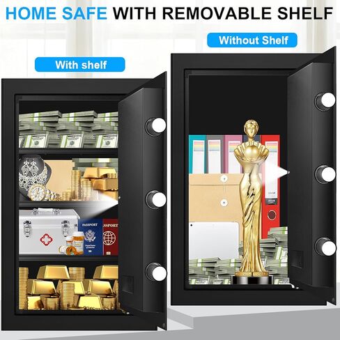 خزائن كبيرة بحجم 5.3 مكعب للاستخدام المنزلي مقاومة للحريق والماء، صندوق آمن رقمي مقاوم للحريق مع لوحة مفاتيح قابلة للبرمجة، مفاتيح احتياطية ورف قابل للإزالة، مستندات مضادة للسرقة آمنة للأشياء الثمينة الطبية in Kuwait