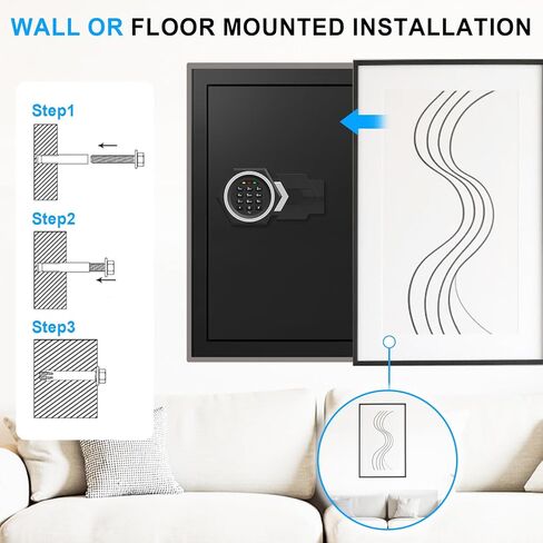 خزائن كبيرة بحجم 5.3 مكعب للاستخدام المنزلي مقاومة للحريق والماء، صندوق آمن رقمي مقاوم للحريق مع لوحة مفاتيح قابلة للبرمجة، مفاتيح احتياطية ورف قابل للإزالة، مستندات مضادة للسرقة آمنة للأشياء الثمينة الطبية in Kuwait