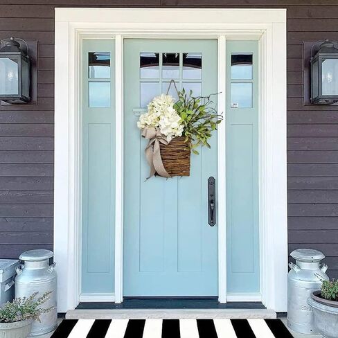 2026 Cream Hydrangea Door Hanger Basket Wreath, Spring Summer Wreaths for Front Door Wildflowers Front Door Basket Wreath Artificial Flower Hanging Basket for Home Farmhouse Seasonal Decor (A) in Saudi Arabia