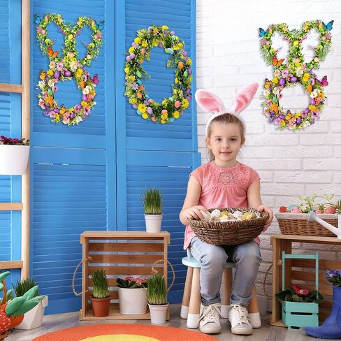 4 Pcs Easter Bunny Egg Wreath Frame Set, Bunny & Egg Shapes Metal Wire Wreath Forms for Easter Spring DIY Craft Projects Holiday Front Door Porch Indoor Outdoor Home Hanging Decor Supplies in Saudi Arabia