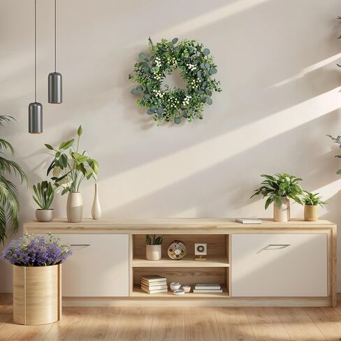 26 Inch Eucalyptus Wreath Spring Summer Wreaths for Front Door, Artificial Large All Seasons Wreaths with for Farmhouse Porch Wall Living Room Home Wedding Decor in Saudi Arabia