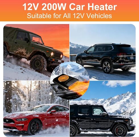 سخان سيارة، 12 فولت 200 وات تسخين سريع محمول 2 في 1 لقابس السيارة في ولاعة السجائر يدور 360 درجة in Kuwait