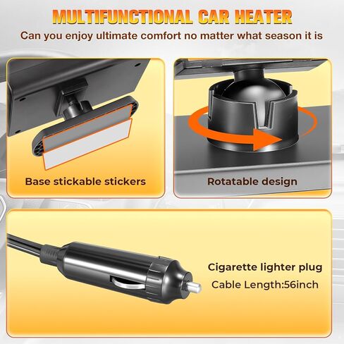 سخان سيارة 12 فولت، سخانات سيارة محمولة يمكن توصيلها بولاعة السجائر، 2 في 1 سريع التسخين والتبريد ومزيل الضباب للسيارات وسيارات الدفع الرباعي in Kuwait