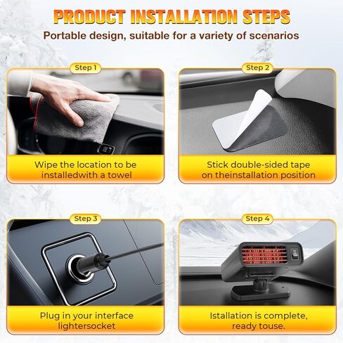 سخان سيارة 12 فولت، سخانات سيارة محمولة يمكن توصيلها بولاعة السجائر، 2 في 1 سريع التسخين والتبريد ومزيل الضباب للسيارات وسيارات الدفع الرباعي in Kuwait