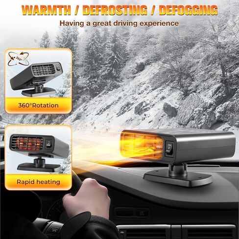 سخان سيارة 12 فولت، سخانات سيارة محمولة يمكن توصيلها بولاعة السجائر، 2 في 1 سريع التسخين والتبريد ومزيل الضباب للسيارات وسيارات الدفع الرباعي in Kuwait