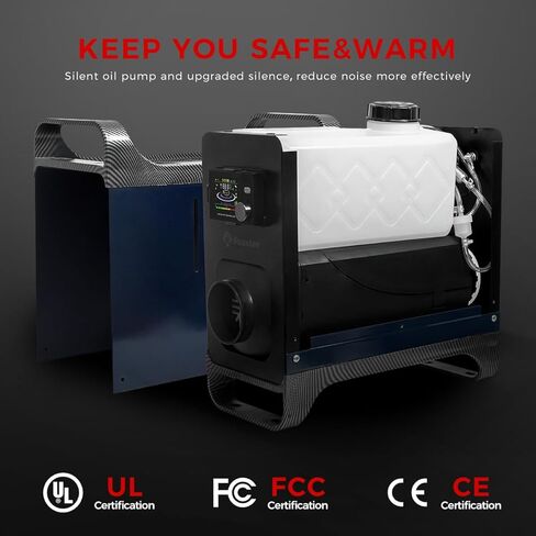 سخان ديزل محمول 12 فولت 24 فولت، ترقية سخان هواء ديزل 8 كيلو وات مع محول طاقة تيار متردد 110-240 فولت، وضع الحرارة والتهوية التوربيني، التشغيل والإيقاف التلقائي، التحكم في التطبيق لشاحنة Vans RV Camper in Kuwait