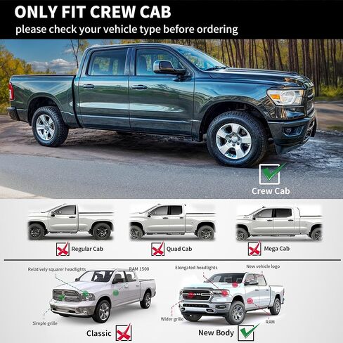 لوحات تشغيل YITAMOTOR متوافقة مع 2019-2026 RAM 1500 Crew Cab، 6 بوصات جانبية خطوات سوداء قضبان Nerf Bar Rails in Kuwait