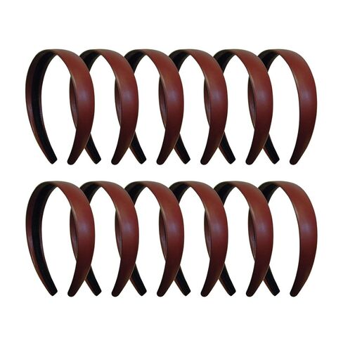 عصابة رأس من الجلد بعرض 2.54 سم من Motique Accessories للنساء والفتيات - مجموعة من 12 قطعة (أسود وأحمر ملكي) in Kuwait