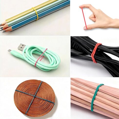 130 Pcs Strong Elastic Rubber Bands, Colorful Assortment for Office, Home & Crafts, Durable Stretchable Bands for Mail Sorting, File Bundling, Bracelet Making in Saudi Arabia
