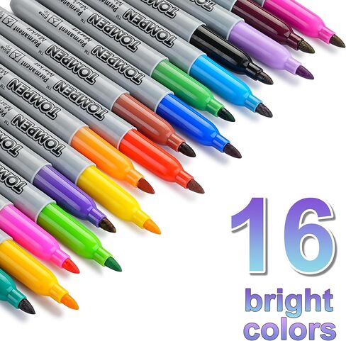 أقلام تحديد دائمة ذات طرف رفيع مكونة من 320 قطعة، 16 لونًا متنوعًا، قلم تحديد دائم مقاوم للماء مع تجفيف سريع على بطاقة عيد الحب، خشب، بلاستيك، ورق، معدن، مرآة للفصول الدراسية المكتبية in Kuwait