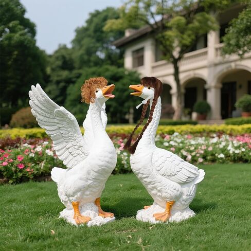 4 قطع من باروكات إوز الشرفة، ملابس شعر مستعار مضفرة عصرية لتماثيل إوز الحديقة والحديقة، ملحقات أزياء تزيينية لطيفة للفناء الخارجي والفناء وديكور إوز الأسمنت in Kuwait