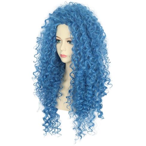 VGbeaty Adult Long Blue Curly Wig Cospaly Halloween Costume Wig in Saudi Arabia