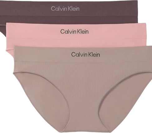 Calvin Klein Women's Microfiber Seamless Rib Bikini Panties, 3 Pack in Saudi Arabia