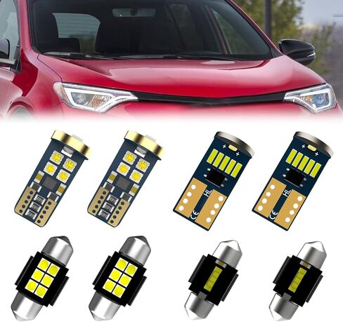 مجموعة مصابيح LED داخلية بيضاء تناسب تويوتا RAV4 2016-2018,6000K مصابيح إضاءة LED داخلية فائقة السطوع + أضواء لوحة الترخيص، 8 قطع in Saudi Arabia