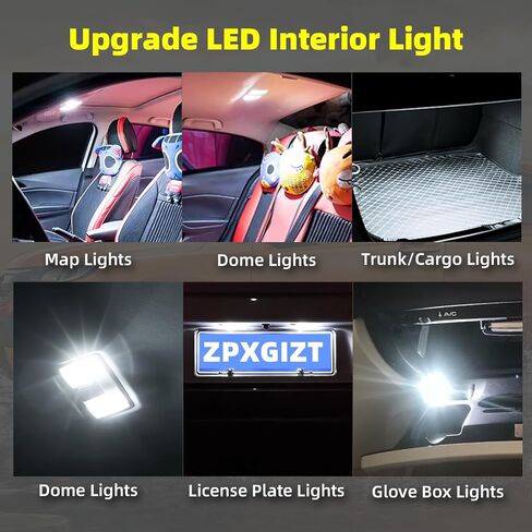 مجموعة مصابيح LED داخلية بيضاء تناسب تويوتا RAV4 2016-2018,6000K مصابيح إضاءة LED داخلية فائقة السطوع + أضواء لوحة الترخيص، 8 قطع in Saudi Arabia