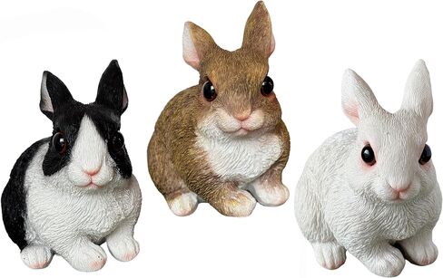 Garden Decor Resin Rabbit Statues, Easter Bunny Figurines, Outdoor Indoor Spring Decorative Animal Sculptures Holiday Tabletop & Shelf Decoration (Black&White) in Kuwait