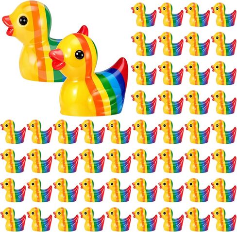 50 Pcs Rainbow Mini Resin Ducks Tiny LGBT Duck Figurines Bulk Small Gay Pride Duckies Resin Animals Figures Garden Landscape Decor for Home Office Car Decor Festive Gift DIY Craft in Kuwait