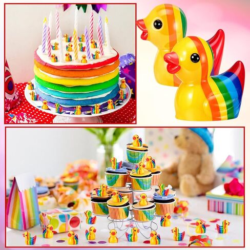 50 Pcs Rainbow Mini Resin Ducks Tiny LGBT Duck Figurines Bulk Small Gay Pride Duckies Resin Animals Figures Garden Landscape Decor for Home Office Car Decor Festive Gift DIY Craft in Kuwait