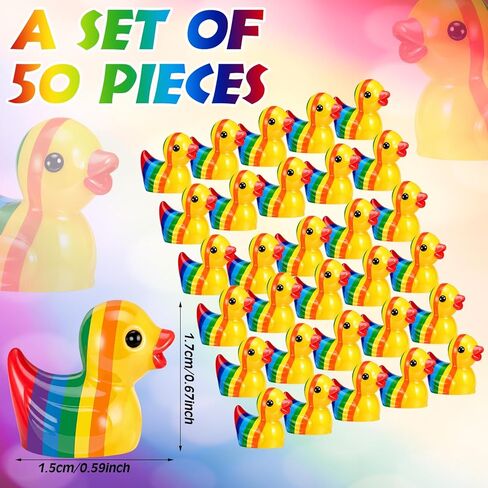 50 Pcs Rainbow Mini Resin Ducks Tiny LGBT Duck Figurines Bulk Small Gay Pride Duckies Resin Animals Figures Garden Landscape Decor for Home Office Car Decor Festive Gift DIY Craft in Kuwait
