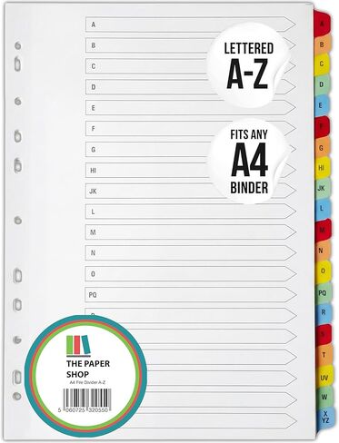 [3 Pack] A-Z Binder Dividers with Tabs A4 | Alphabet DIviders for 3 Ring Binder | Perfect for Organizing Pages in 3 Ring Binder Dividers with tabs, Each Set Includes Tab Dividers | The Paper Shop in Kuwait