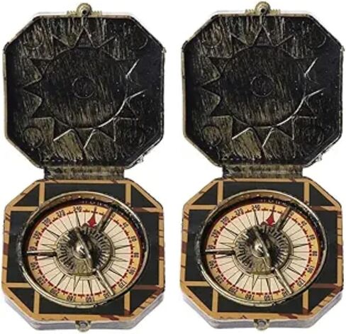 قطعتان من لعبة البوصلة المعدنية، بوصلة بحرية، زي كابتن القراصنة، لعبة الهالوين للحفلات التنكرية، ديكورات إكسسوارات بتصميم بارع، أزياء للبالغين، إكسسوارات أزياء الأولاد، الألعاب والألعاب in Kuwait