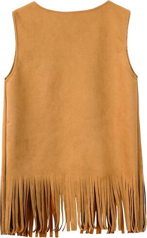 Kids Hippie Costume for Boys 60s 70s Boho Fringe Open Front Sleeveless Tassels Vest 4 Pcs Set for Theme Party in Saudi Arabia