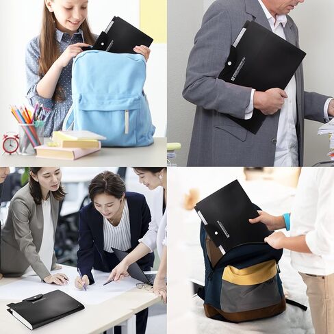 قطعتان من منظم ملفات الأكورديون مع 12 جيبًا - مجلد ملفات قابل للتوسيع للورق، مجلد محمول متعدد الجيوب للوازم المكتبية المدرسية، أسود in Kuwait