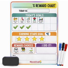 Reward Charts for Toddlers – Magnetic Daily Routine & Behavior Chart for Kids, Positive Reinforcement System for Home & Classroom, 70 Magnets, Dry Erase Board in Saudi Arabia