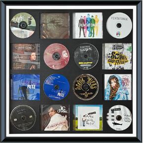 CD Case, DVD Display Rack, CD/DVD Case Display Frame, Signed Album Display Frame, Disc Collection Display, Multimedia Wall Art, Can be stored on 8 Discs and 8 Covers.24.8X 24.8X 1.77,Black,1 Pack in Kuwait