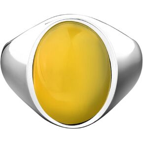 BySilverStone - Promise Ring with Oval Carnelian for Men, Carnelian Gemstone Minimalist Ring for Boyfriend, Male Statement Rings in 925 Sterling Silver in Kuwait