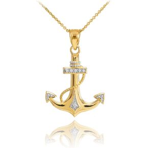 قلادة قلادة مرساة مرساة من الذهب بدرجتين من اللونين من أمريكان هيروز عيار 14 قيراط مرساة in Kuwait