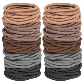 120 قطعة من الشعر المطاطي السميك للنساء والفتيات، ربطات شعر بدون خياطة بدون ضرر، حوامل ذيل حصان عالية المرونة للشعر السميك والمجعد والطويل - ألوان محايدة (4 مم) in Kuwait