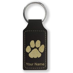 LaserGram Rectangle Keychain, Paw Print, Personalized Engraving Included (Dark Blue) in Kuwait