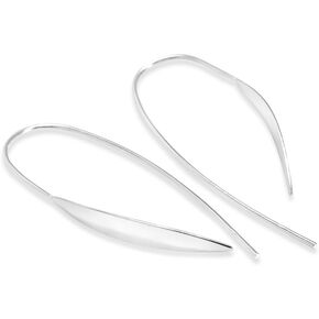 أقراط متدلية من الفضة الإسترليني الصلبة عيار 925، مجوهرات للجنسين بتصميم بيضاوي متدلي رفيع in Kuwait