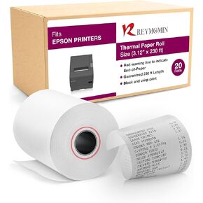 3 لفات ورق حراري مقاس 1/8 × 230 قدم لإبسون TMT88V، TMT88VI، TM-m30، TM H5000-II وTM T70II - 10 لفات in Kuwait