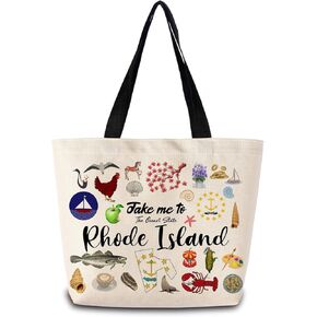 Take Me To Rhode Island Tote Bag Reusable Grocery Bags Aesthetic Shopping Shoulder Handbag with Interior Pocket Lightweight & Washable Stylish Rhode Island Travel Present for Women in Saudi Arabia