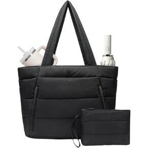 Puffer Tote Bag for Women, Nurse, Large Quilted Shoulder Bag with Cup Holder & Laptop Compartment for Work, Travel, Gym in Saudi Arabia